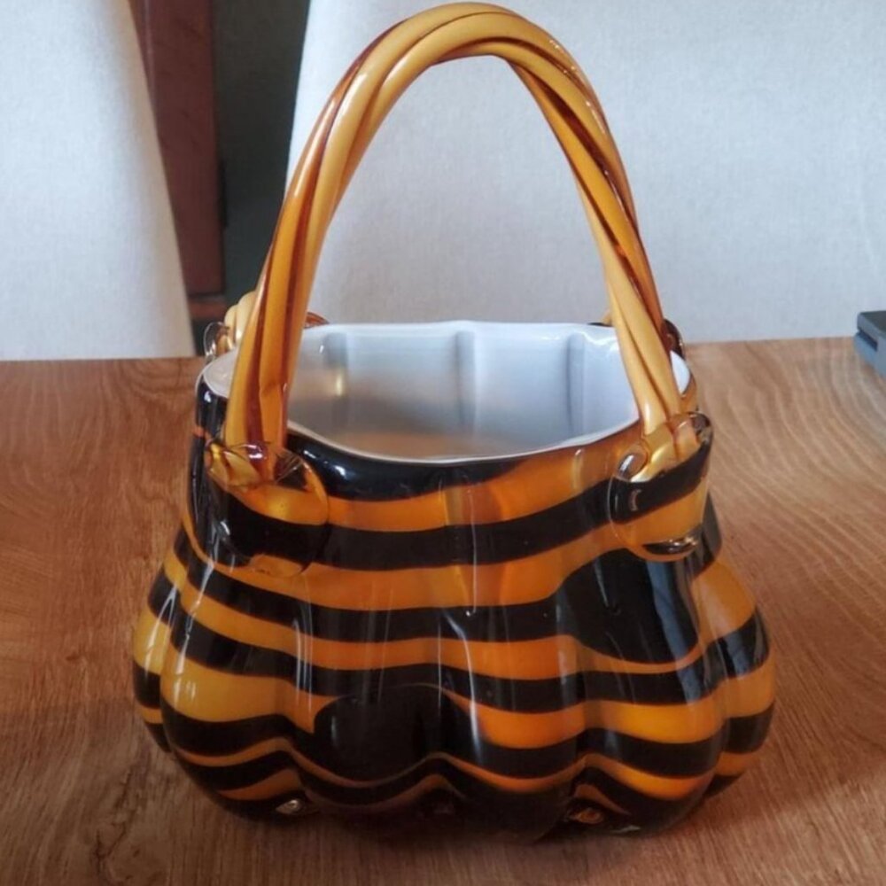 Glass Pocketbook Vase Decor Planter New in Box 9 x 6 inches